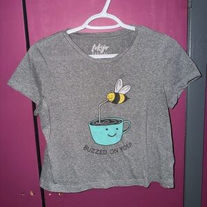 Gray Women’s Cropped T-Shirt. Distressed